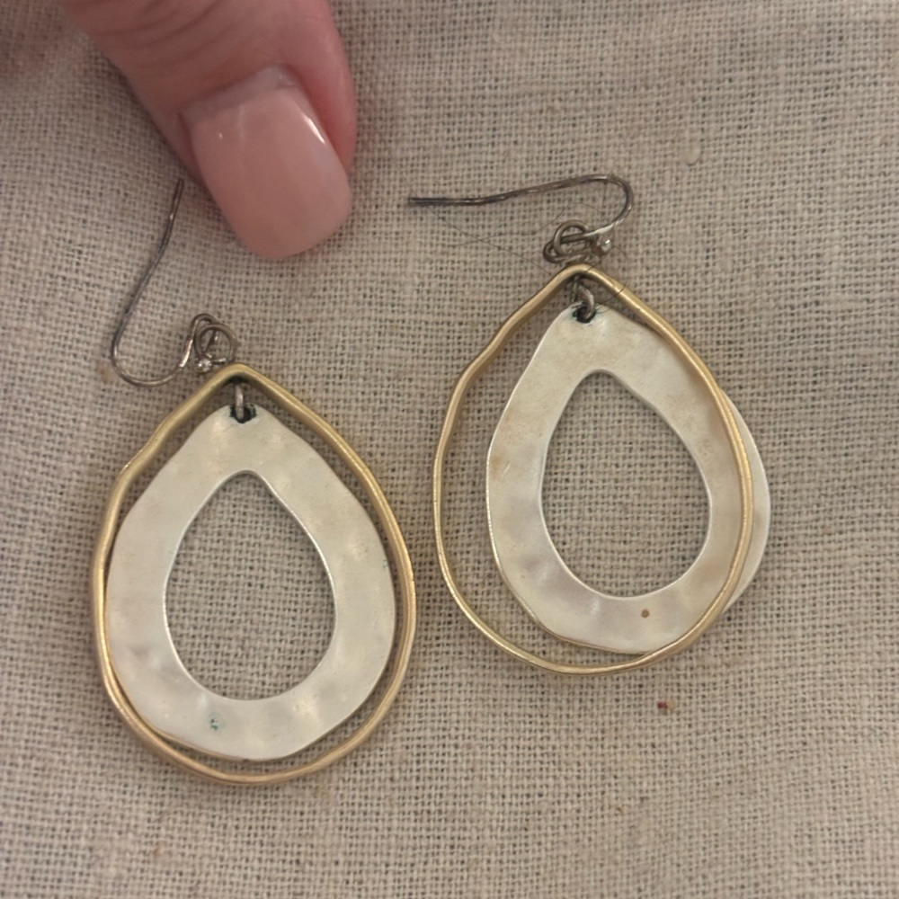 Elegant Gold and silver  Teardrop Earrings